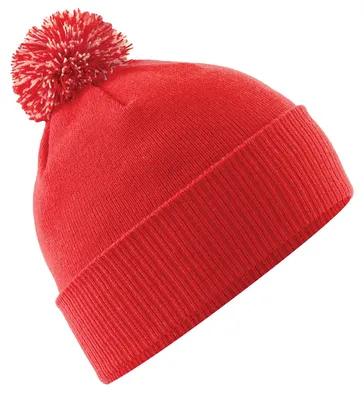 Image de Beechfield - Bonnet « Snowstar » pour enfants LT1141 (taille unique) (rouge vif/blanc naturel)