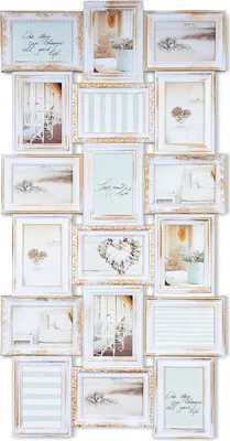 Produktbild von Bilderrahmen weiß gold gewischt 18 Fotos Barock antik Collage Galerie