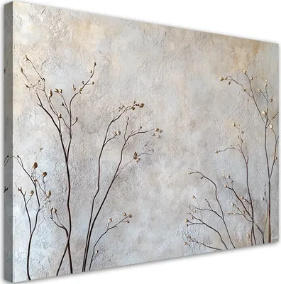 Produktbild von Feeby - Leinwand Bilder - Pflanzenzweige Knospen - 45x30 cm - Deko Wohnzimmer - Wandbilder Schlafzimmer - Deko Aesthetic - Wand Deko - Leinwand Groß - Deko Zimmer - Leinwandbilder XXL