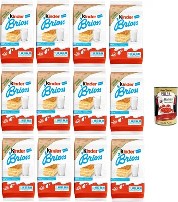 Produktbild von Kinder Brioss - 10 Snacks Schwammkuchen, natürlich zu 100% italienischer Milchfüllung, ausgezeichnet zum Frühstück und Snack, 12x 270 + Italian Gourmet polpa 400g