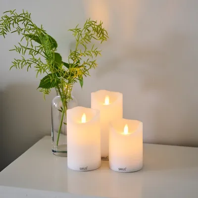 Produktbild von Sirius LED Kerze Sara 3er Set 7,5 cm wiederaufladbar weiß