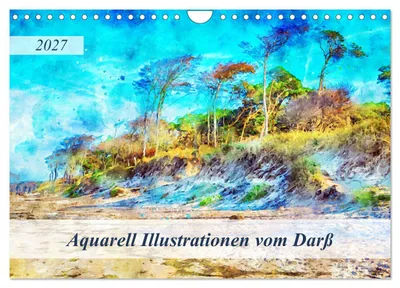 Produktbild von Aquarell Illustrationen vom Darß (Wandkalender 2027 DIN A4 quer), CALVENDO Monatskalender