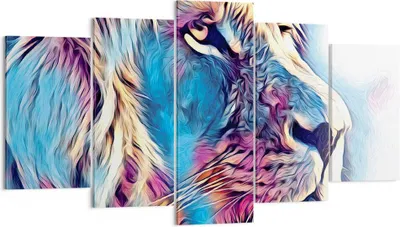 Produktbild von Bild auf Leinwand - Leinwandbild - 5 Teile - Löwe Mähne Märchen - 160x85cm - Wand Bild - Wanddeko - Wandbilder - Leinwanddruck - Bilder - Wanddekoration - Leinwand bilder - Wandbild - EA160x85-4713