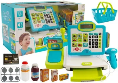 Obrázok produktu pre Detská modrá pokladňa s košíkom
