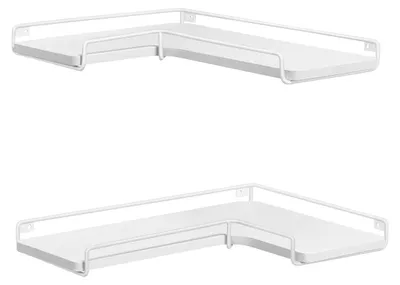 Produktbild von L-förmiges Eckregal-Set 2-teilig – weiß – Wandregale – platzsparend – 40 x 29 x 14 cm