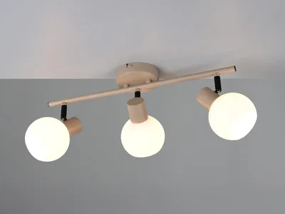 Produktbild von LED Deckenstrahler 3-flammig Deckenlampe Spots schwenkbar Flur Beige Breite 45cm