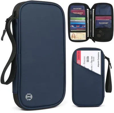 Produktbild von Grosser Reispass-Blocker (4-5 Stücke) - RFID-Sicherung + Wasserdicht - Reisedokumenten-Organizer / Reisportmonee / Kreditkartenhalter (9 Fächer) - Ideal für Familienreisen