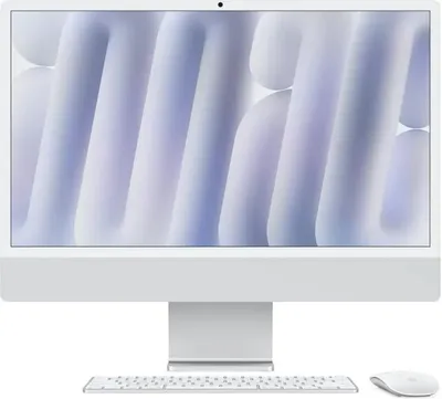 Produktbild von APPLE iMac Z1K1 59,62cm 23,5Zoll Standardglas M4 10C CPU/10C GPU/16C N.E. 24GB 512GB SSD Gbit Eth MM NumKey TID DE Silber