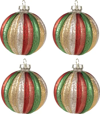 Immagine prodotto di Clayre & Eef Set di 4 gingilli natalizi Ø 8x8 cm in vetro rosso verde