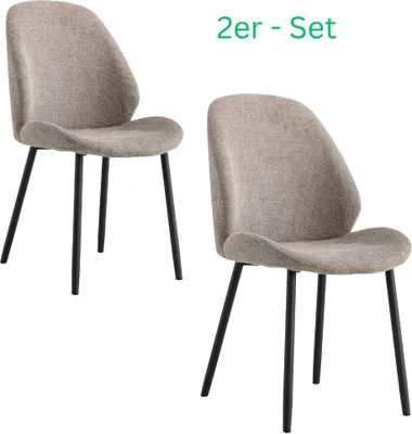 Produktbild von 2er-Set Design Stuhl VIENNA Creme-Beige Strukturstoff