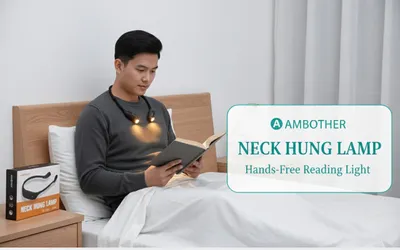 Produktbild von Ambother Neck Hung Lamp – LED Nackenlampe mit freihändiger Beleuchtung | Wiederaufladbare Halslampe mit einstellbarer Helligkeit für Lesen, Outdoor & Arbeiten