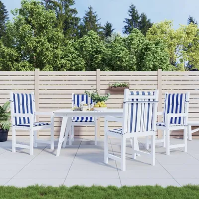 Produktbild von Möbel Niedriglehner-Auflagen 4 Stk. Blau & Weiß Gestreift Stoff - Gartenmöbelauflagen &8488