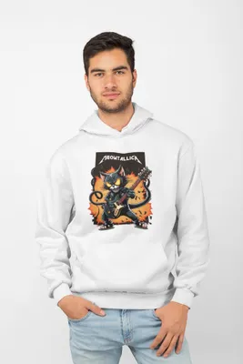 Produktbild von D&B Uni Hoodie ZN00013 Meowtallica Weiß-Größe L