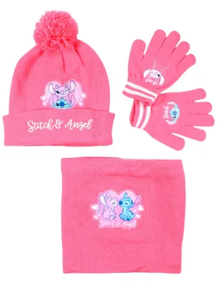 Produktbild von 3-tlg. Winter Mütze Set: Disney Stitch & Angel