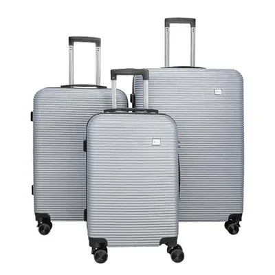 Produktbild von Koffer Suitcase Set, Rollkoffer Handgepäck mit 4 Rollen 360°, ABS Hartschalen, Sicherheitsschloss, Weicher Gummigriff (3er Set, M,L&XL, Silber)
