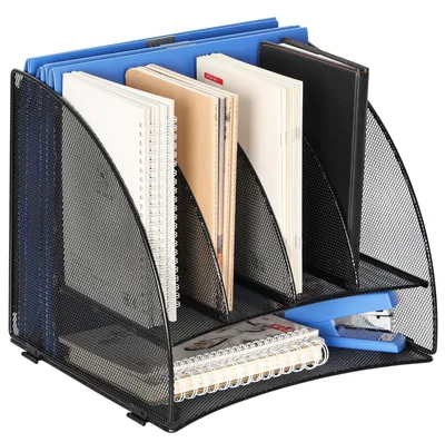 Zdjęcie produktu dla Omgoods - Organizer na czasopisma do biurka, z 6 przegródkami, w kolorze czarnym