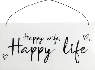 Produktbild von Freese Holzschild Happy wife 22 x 11 x 0,6 cm  cm