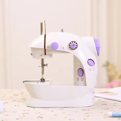 Image de 202A Mini-machine à coudre domestique à double fil, 2 vitesses, avec pédale, EU