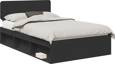 Zdjęcie produktu dla vidaXL Rama łóżka czarna 135 x 190 cm z litego drewna sosnowego
