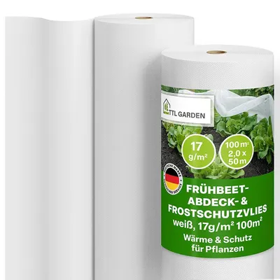 Produktbild von TTL GARDEN Frühbeetvlies 100m² 2x50m – 17g/m² Frostschutzvlies Rolle