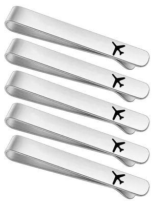 Produktbild von 1/2/3/4/5 Krawattenklammern im Flugzeugmuster, 304 Titanstahl, , für Geschäftstreffen, Hochzeiten und den Alltag.
