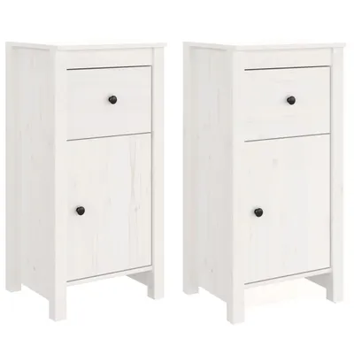 Obrázok produktu pre vidaXL Príborníky 2 ks. Biele 40x35x80 cm Masívne borovicové drevo