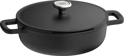 Produktbild von BergHOFF Leo Schmorpfanne 28 cm, Keramik-Antihaftbeschichtung, 100% recyceltes Aluminium, Induktion, mit Deckel, Schwarz, Anti-Rutsch-Griffe, Ofenfest