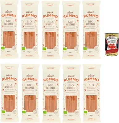 Produktbild von Rummo Spaghetti Grossi N° 5 Pasta Lenta Lavorazione Teigwaren aus Hartweizengrieß Bronze-Zeichnung 10x 500g + Italian Gourmet polpa 400g