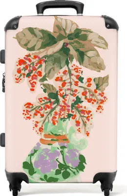 Produktbild von NoBoringSuitcases.com® Großer Koffer - Blumen - Vase - Pflanzen - Pastell - Kombinationsschloss TSA - Hartschalen Trolley 4 Rollen - 72 liter - Reisekoffer - 66 cmKoffer Mittelgroß 67x43x25 cm, 72L,