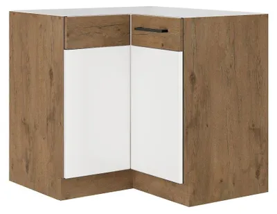 Produktbild von Vigo Eckunterschrank 90x90 Eiche Lancelot Weiß Hochglanz Küchenzeile Einbauküche