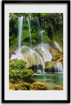 Produktbild von Bild - Bilderrahmen - 40 cm x 60 cm - MDF - Rahmen - Wandkunst - Wasserfall im Dschungel