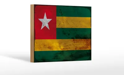 Produktbild von Holzschild Flagge Togo 18x12 cm Flag of Togo Rost Dekoration