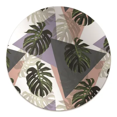 Produktbild von Rundmatte - Stuhlunterlage Bürostuhlunterlage - Rund Ø 100 cm - Bodenmatte - Fußmatte - Monstera-Muster
