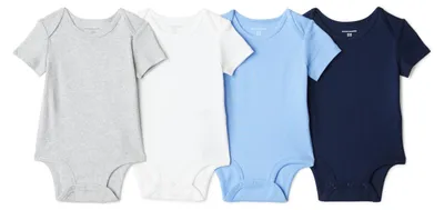 Productafbeelding van A. Essentials Baby - Set van 8 korte mouw body's voor jongens, gemaakt van ribbelstof katoen