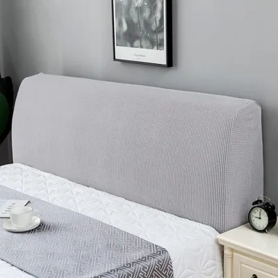 Stretch-Bezug für Bettkopfteil, 200-220 cm, hellgrau