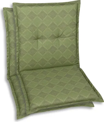 Produktbild von GO-DE Textil, Sesselauflage Niederlehner, 2er Set, Farbe: gruen, Maße: 100 cm x 50 cm x 6 cm, Rueckenhoehe: 52 cm