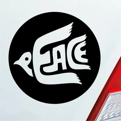 Produktbild von Auto Aufkleber Peace 70s Weltfrieden Taube Frieden 10x10 cm Schwarz Matt Sticker Heckscheibenaufkleber