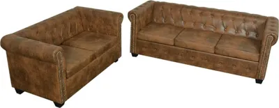 Immagine prodotto di Set Divani Chesterfield a 2 Posti e a 3 Posti Marrone