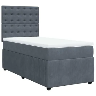 Imagen del producto de Cama con somier y colchón de la marca vidaXL, color gris oscuro, 90x200 cm, tapizada en terciopelo