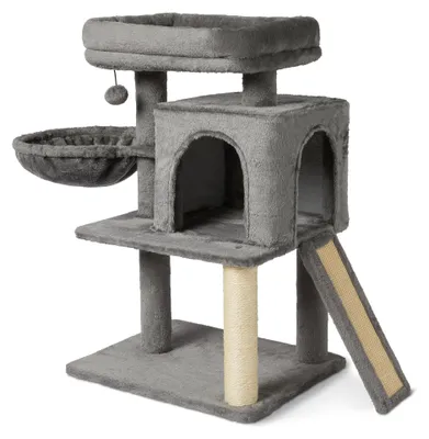 Produktbild von A. Basics Mehrstöckiger Kratzbaum für Katzen mit 2 Katzenhäuschen, Hängematte, S
