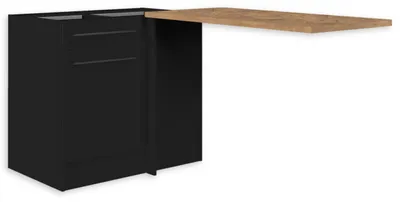 Produktbild von Jazz Moderner Eckschrank Küche mit Arbeitsplatte in Schwarz matt, Lanzelot Eiche