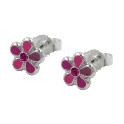 Produktbild von Ohrstecker Ohrring 65mm Kinderohrring Blume pink-lackiert Silber 925 silber 6,5mm