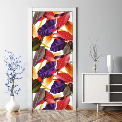 Produktbild von Dekorative Klebefolie selbstklebend Tapete Türposter dekoration Bunte Tropenblätter 70 x 200 cm