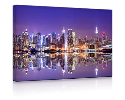 Produktbild von lightbox multicolor | LED Wandbilder | Manhattan Skyline Spiegelung | 80x60 cm | fully lighted
