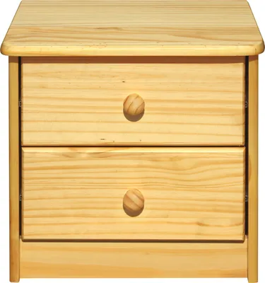 Produktbild von Möbilia Kleine Kommode mit 2 Schubladen | Kiefer-Holz massiv | B 43 x T 35 x H 42 cm | natur | 19020000 | Serie KOMMODE