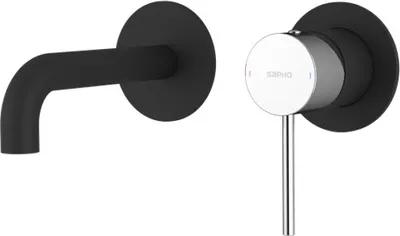 Immagine prodotto di Miscelatore per lavabo a 2 fori ULTRASAN, bocca di erogazione 15 cm, nero opaco/cromo