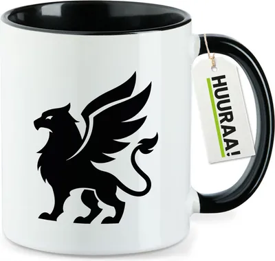 Produktbild von Huuraa Kaffeetasse Greif Silhouette 330ml Schwarz Keramik Kaffeebecher Geschenkidee