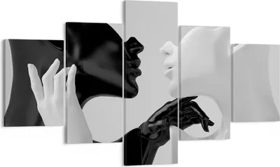 Produktbild von Bild auf Leinwand - Leinwandbild - 5 Teile - Schwarz Weiß Statue - 125x70cm - Wand Bild - Wanddeko - Wandbilder - Leinwanddruck - Bilder - Wanddekoration - Leinwand bilder - Wandbild - EA125x70-4736