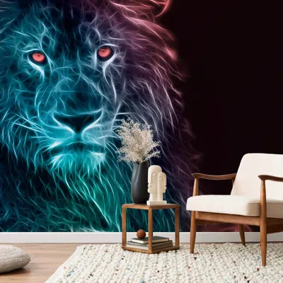 Produktbild von Selbstklebende Folie Fototapete - Abstract lion - rainbow 441x315 cm Tiere g-A-0090-a-d