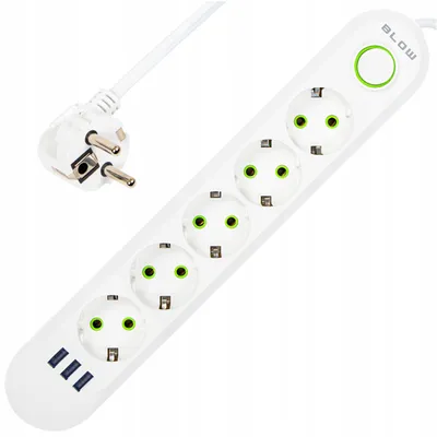 Produktbild von Verlängerungskabel Blow 5 Steckdosen 3 Usb 5M mit Schalter und Ce Rohs